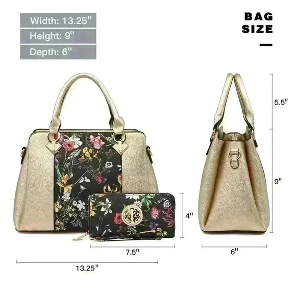 Two-Tone Dasein Floral Print Satchel NWOT - Picture 4 of 13